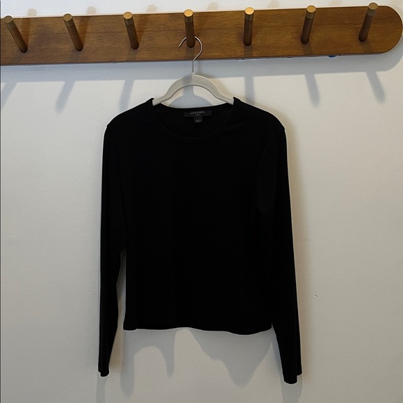 AllSaints Black Stevie Slim Fit Long Sleeve T-Shirt – Size Large - Picture 3 of 5